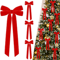 thumbnail image 1 of 15Pcs Burgundy Velvet Ribbon Bows Christmas Tree Decorations,5in x 10in Xmas Ornaments for Tree Home Party Front Door Wreath Garland Holiday Decor, 1 of 6