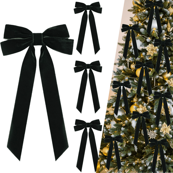 15Pcs Burgundy Velvet Ribbon Bows Christmas Tree Decorations,5in x 10in Xmas Ornaments for Tree Home Party Front Door Wreath Garland Holiday Decor