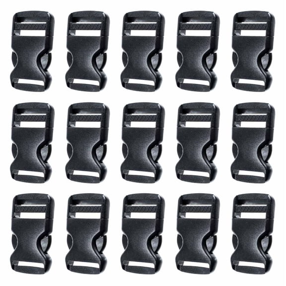 15 Pack 1 1/4 Inch Side Quick Release Plastic Black Buckles