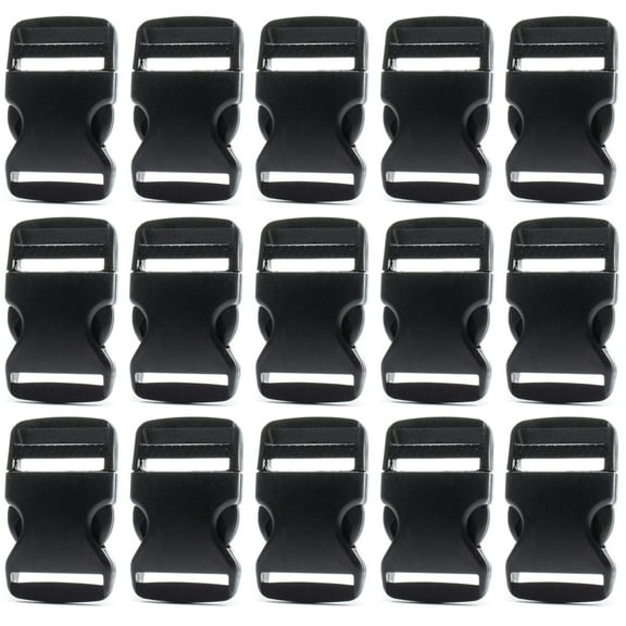 15 Pack 1.5 Inch Side Quick Release Plastic Black Buckles