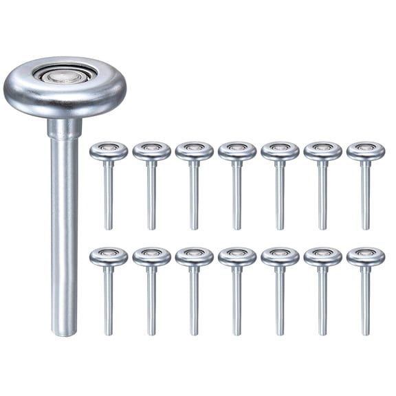 15 Pack 1.8" Zinc-Plated Steel Garage Door Rollers, 3.7" Long Stem, Silver