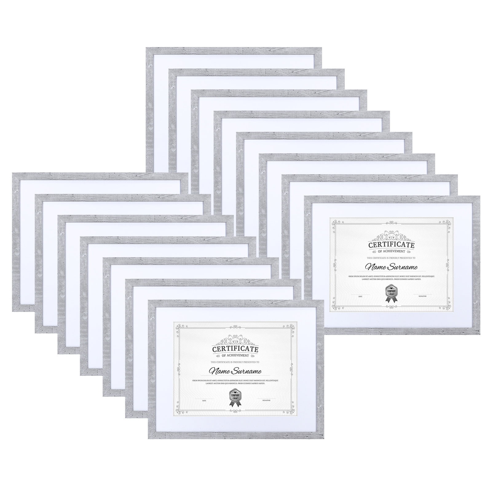 15 Pack 11x14 Silver Frame Set For 8.5x11 with Mat or 11x14 without