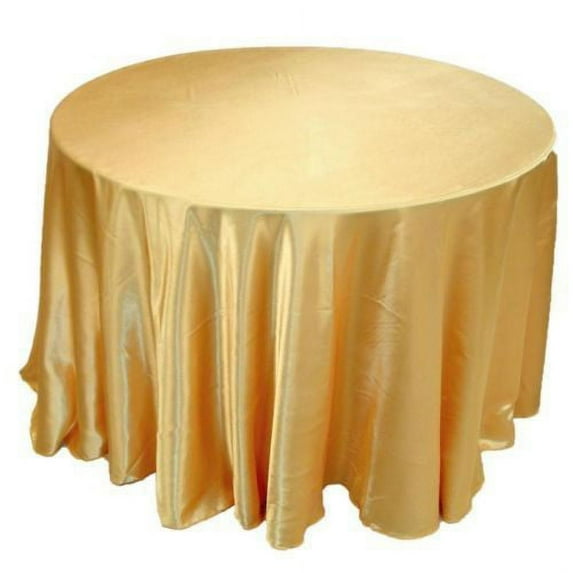 15 Pack 120" Inch round Satin Tablecloth 21 COLORS Table Cover Wedding Banquet", (Color: Gold)
