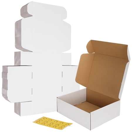 15-Pack 12x10x4-Inch Shipping Boxes – White Corrugated Gift Boxes for Small Business & Party Packaging
