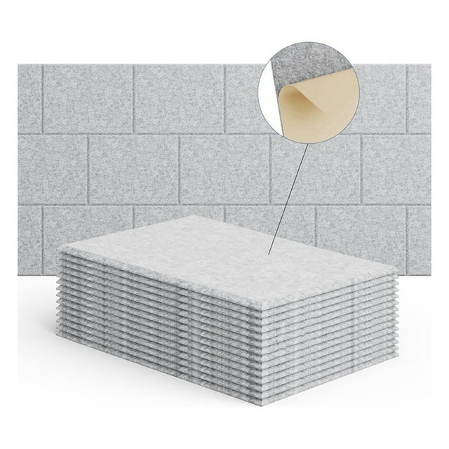 15 Pack 12x8x4 inch Acoustic Wall Panels, SelfAdhesive silver gray