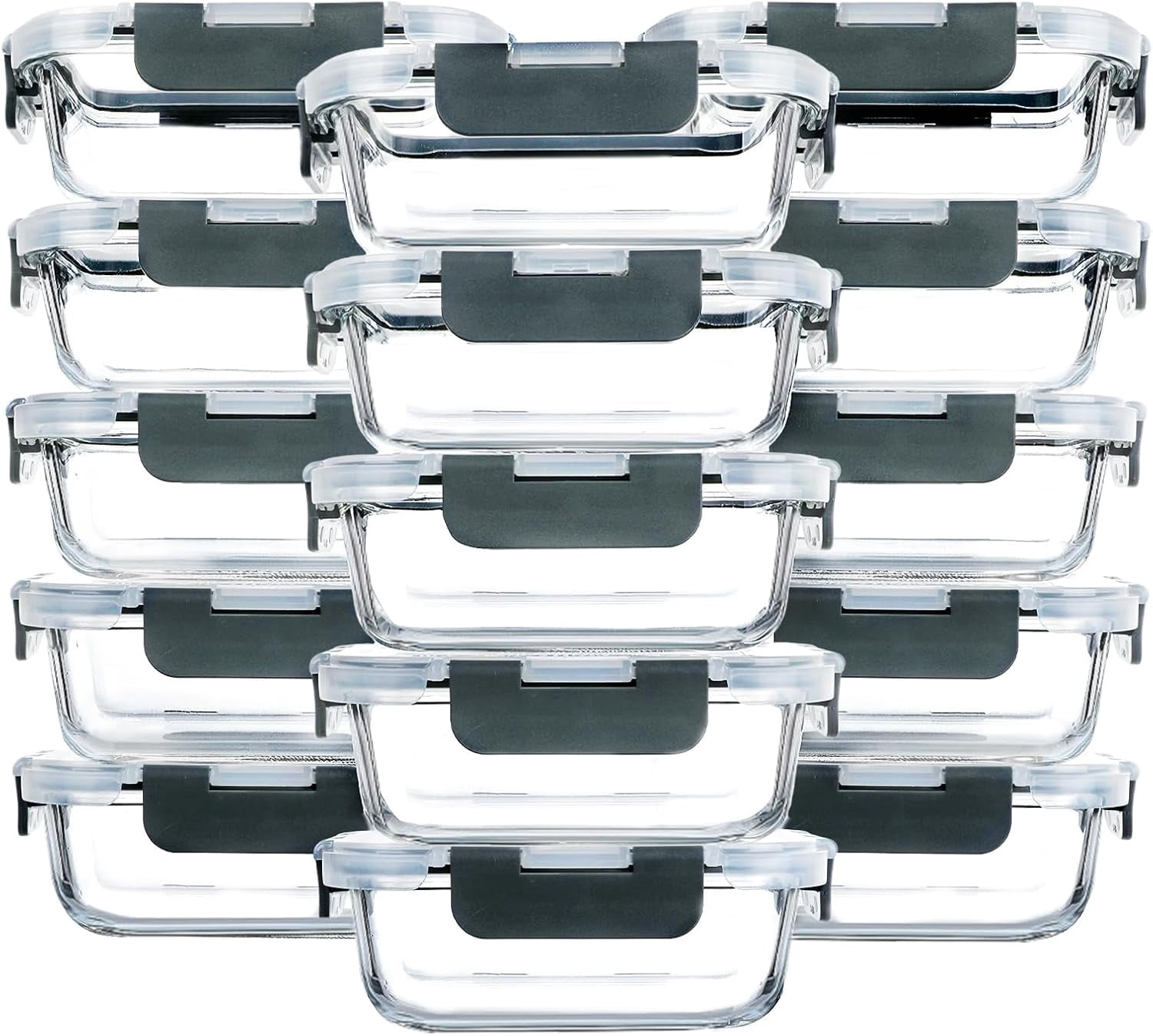 [15-pack 13 Oz 1.5 Cup Glass Meal Prep Containers  Small Food Storage With Lids Airtight Lunch Microwave Oven Freezer And Dishwasher Friendly Bpa-free