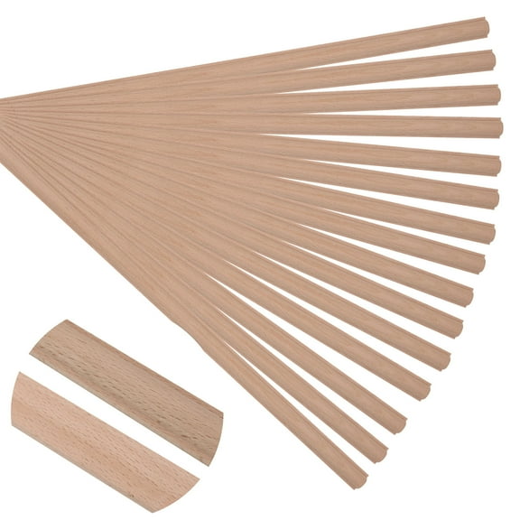 15-Pack 15.75" Unfinished Wood Astragal Trim - Easy to Paint, Cute Decorative Molding DIY Craft for Furniture Frame, Mirror Edge, Wall, Door, Closet, Dresser, Shelf