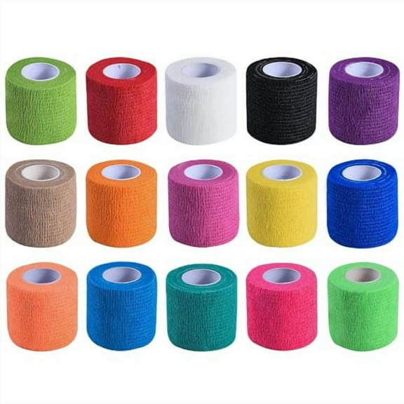 15 Pack 2 Inch x 5 Yards Self Adhesive Bandage Breathable Cohesive Bandage Wrap Rolls Elastic Self-Adherent Tape for Stretch Athletic,Sports,Wrist,Ankle