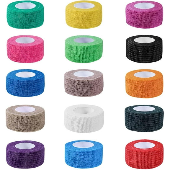 15 Pack 2 Inch x 5 Yards Self Adhesive Bandage Breathable Cohesive Bandage Wrap Rolls Elastic Self-Adherent Tape for Stretch Athletic, Sports, Wrist, Ankle