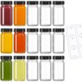 thumbnail image 1 of 15 Pack 2 oz Glass Shot Mini Bottles w/ Black Lids & 15 Labels - Small Clear Jar for Ginger, Wellness Shot, Juice, Sample, Whiskey - Travel Essentials - Wide Mouth, Leakproof, Dishwasher Safe Black, 1 of 2