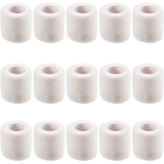 15 Pack 2” x 5 Yards White Self Adhesive Bandage Breathable Cohesive Bandage Wrap Rolls Elastic Self-Adherent Tape for Stretch Athletic, Sports, Wrist, Ankle