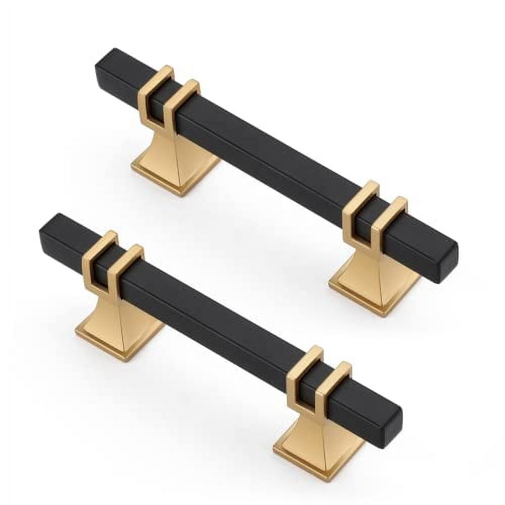 15 Pack 3 inch Black and Gold Cabinet Pulls - Square Dresser Drawer Pulls and Handles for Black Kitchen Cabinet Hardware