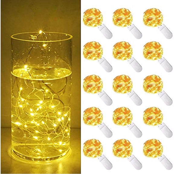 15 Pack 30 LED Micro Starry String Lights Battery Operated(Included),Fairy Waterproof Silver Wire Lights,for DIY Party Garden Wedding Table Indoor&Outdoor Decorations