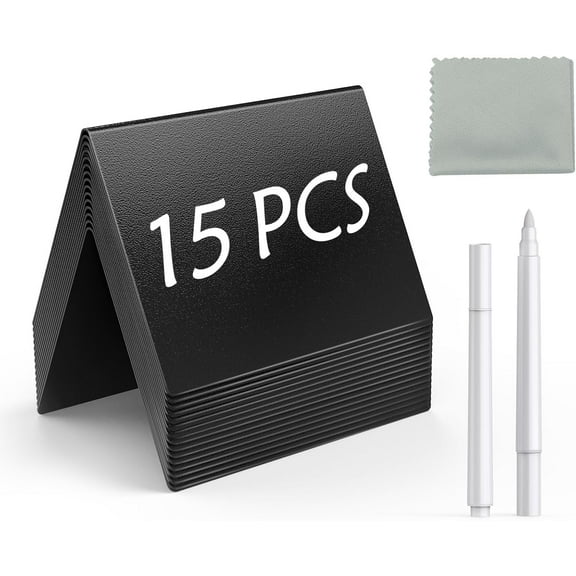 15 Pack 4"x3"Mini Chalkboard Signs, Reusable and Reserved Table Signs, Easy to Write and Wipe Out, Food Labels for Parties - Buffets - Birthdays -Bakery-Table Numbers-Weddings