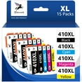 thumbnail image 1 of 15-Pack 410XL Ink Cartridge Replacement for Epson 410XL 410 XL T410XL to use with Epson XP-7100 XP-830 XP-640 XP-630 XP-530 XP-635 XP7100 Printer (6 Black, 3 Cyan, 3 Magenta, 3 Yellow), 1 of 7