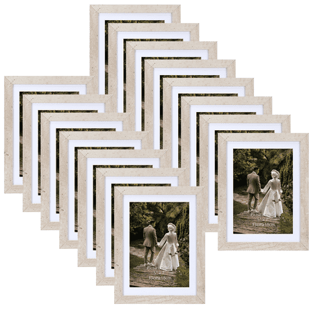 15 Pack 5x7 Picture Frames with Mat ,Rustic Multi Gray 6 by 8 Photo Frame without Mat for Wall Mount and Tabletop