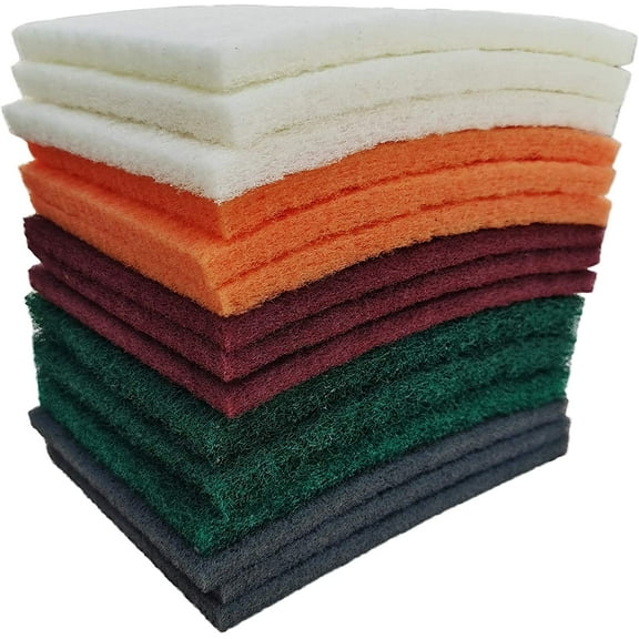 15 Pack 6 x 9 Inch Hand Pads Coarse Medium Fine Superfine 5 Different Specifications Assortment General Purpose Scouring Pad Ideal for Garden Tools and Grills,Automotive Body Tools