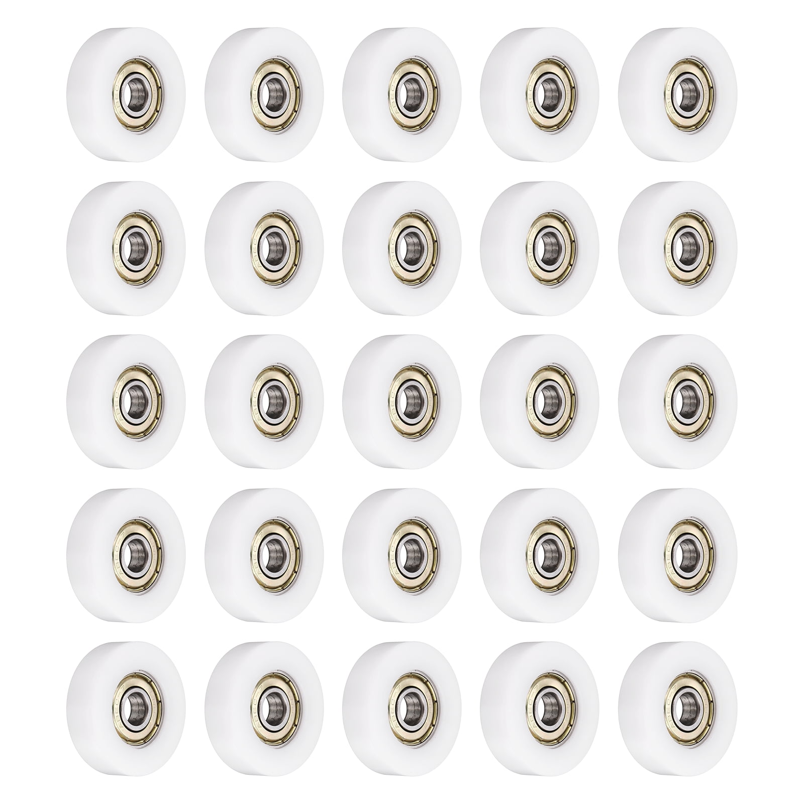 15 Pack 608ZZ Ball Bearing Guide 8x36x10mm Double Metal Shielded Nylon Roller Bearings, Flat Pulley Wheel for Furniture, Hardware Accessories, White