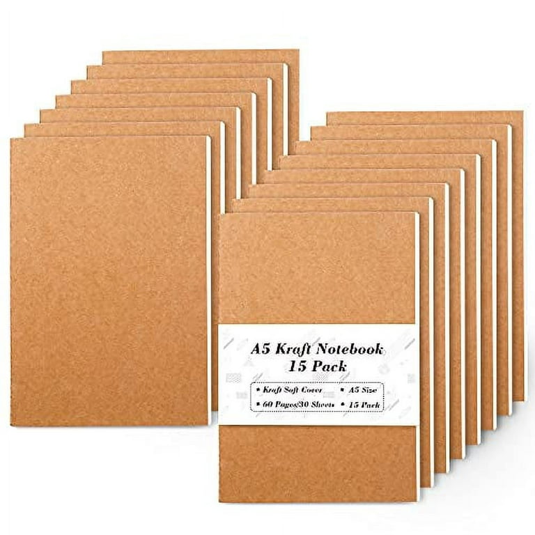 15 Pack A5 Kraft Notebooks, 60 Lined Blank Pages Travel Journal Bulk, Soft  Cover Notebooks for Women Girls Students by Feela, Making Plans Writing  Memos Office School Supplies, 8.3 X 5.5 in 