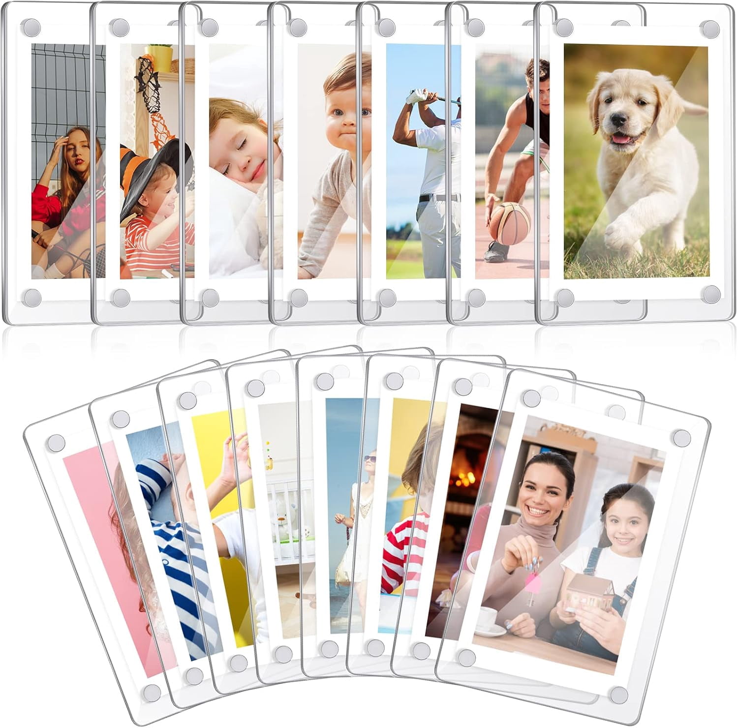 15 Pack Acrylic Magnetic Fridge Photo Frames Mini Double Sided Fridge ...