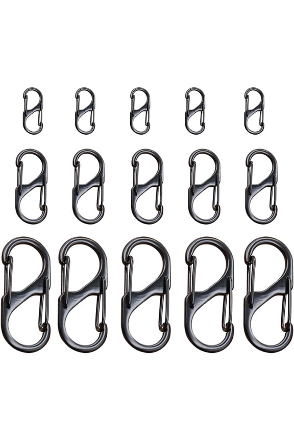 15-Pack Anti-Theft Zipper Locks Dual Spring S Carabiner Clips, Zinc Alloy Theft Deterrent for Backpack, Luggage, Purse & Travel Security (3 Sizes)