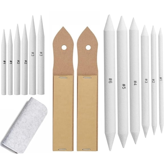 15 Pack Art Blenders Set,Happon Blending Stumps and Tortillions Set with Sandpaper Pencil Sharpeners,Art Blending Pencils Tools for Student Artists Sketch Drawing Tortillon