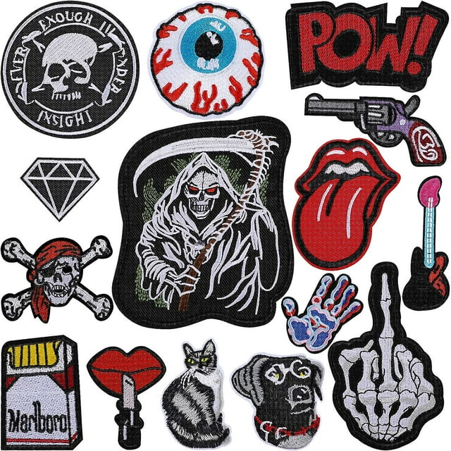 15 Pack Cool Design Iron on Patches, Embroidery Applique Repair Patches ...