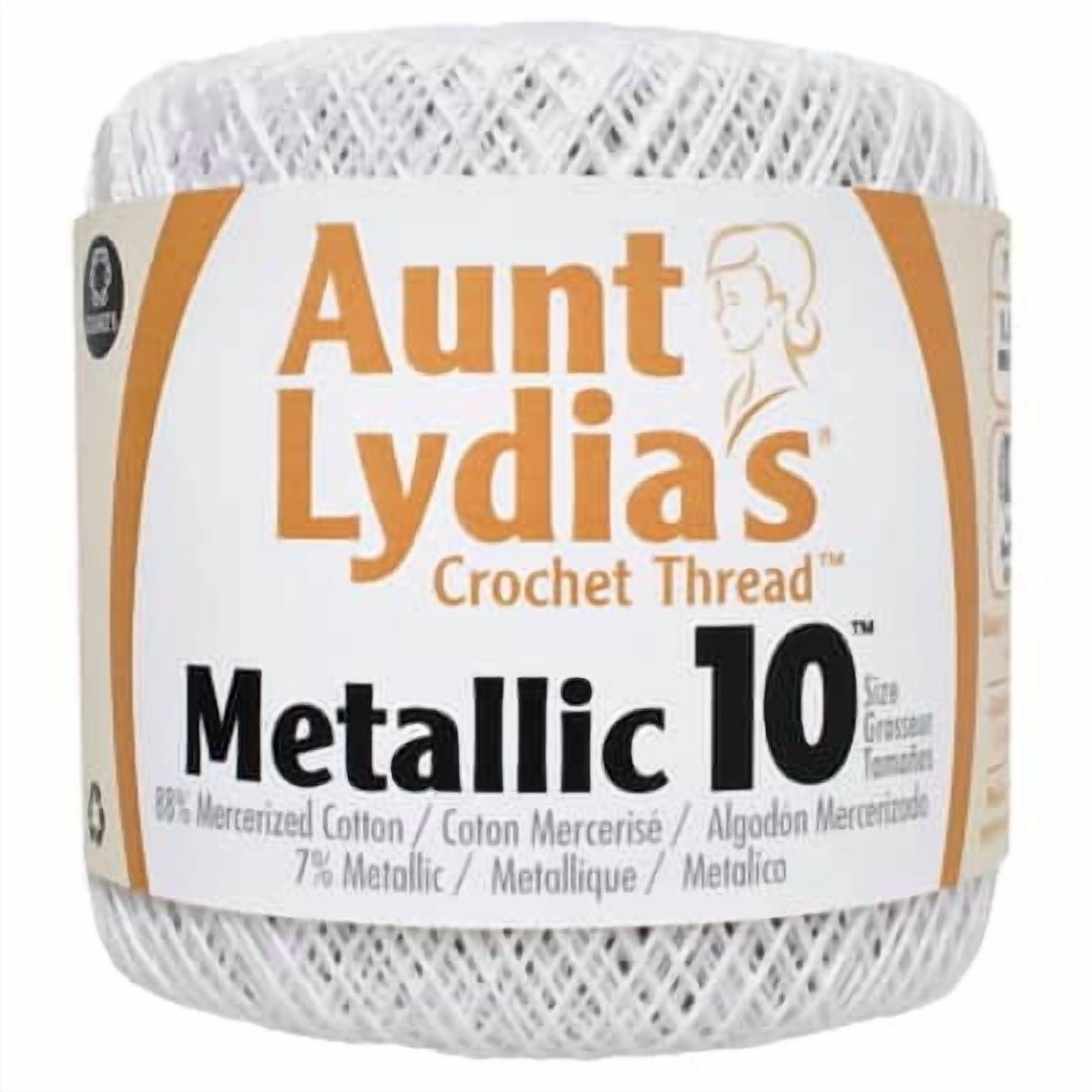 Aunt Lydia's Metallic White Pearl Crochet Thread, 15 Pack