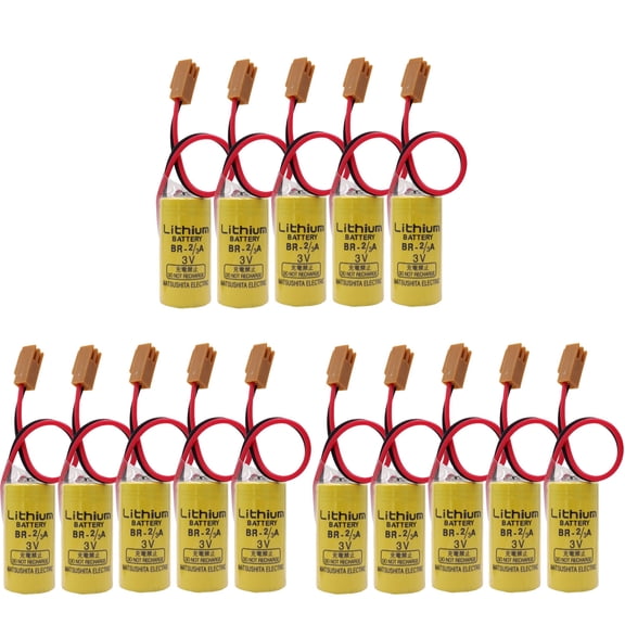 15 Pack BR-2/3A 3V 1600mAh 2/3A Non-Rechargeable Lithium Battery with Plug for PLC and Medical Equipment