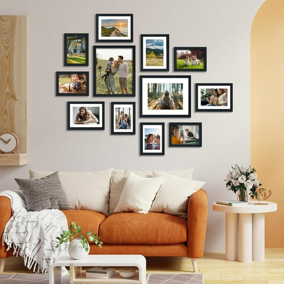 15 Pack Black Picture Frames Set for Wall Collage & Tabletop Display, 3x8x10, 6x5x7, 6x4x6 Sizes