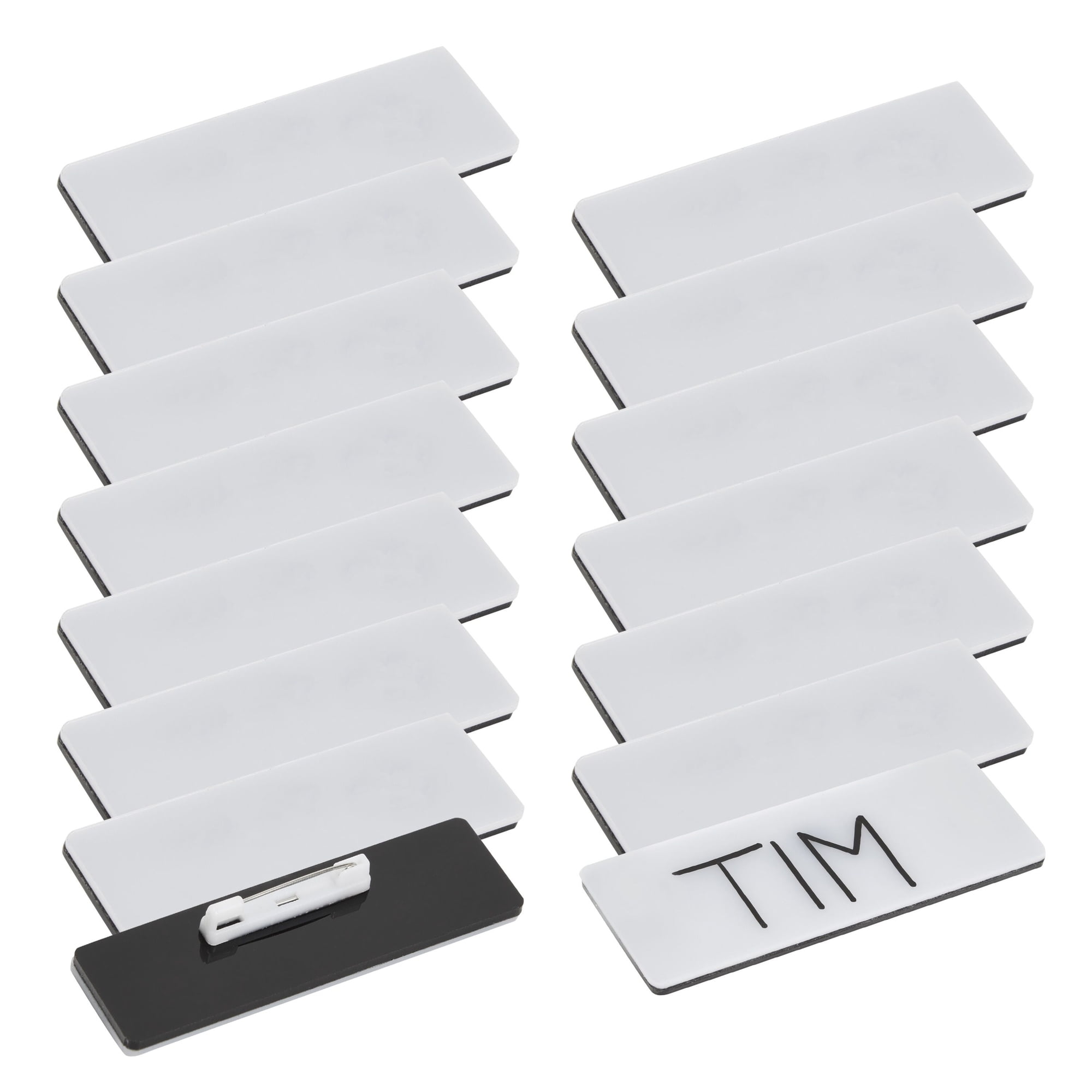 15Pack Blank Name Tag Pin Badges, 1 x 3 inch White Blank Name Tags for