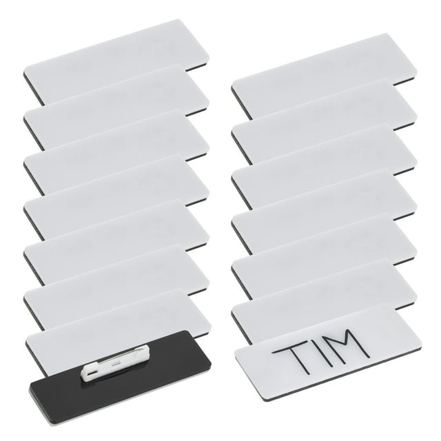 15Pack Blank Name Tag Pin Badges, 1 x 3 inch White Blank Name Tags for