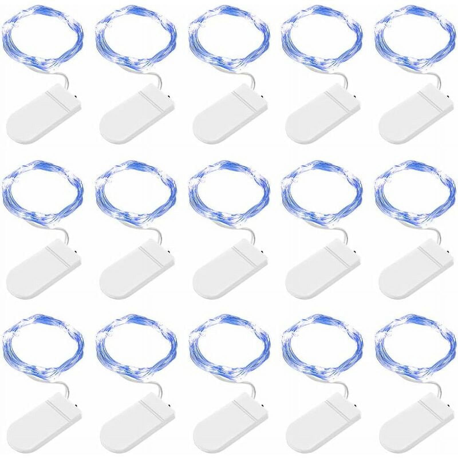 15 Pack Blue LED String Lights, 2M 20 LED Battery Operated Copper Wire