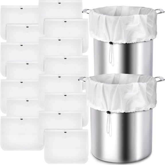 15 Pack Brew Bags Reusable Extra Large 26 x 22'' Fine Mesh Strainer Cold Brew Filters Drawstring Cheese Cloth Straining Bags Wine Making Supplies for Fruit Cider Beer