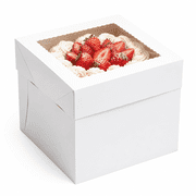 15 Pack Cake Boxes with Window & Cake Boards, 12x12x8 Inch Tall White Bakery Boxes for Cakes, Dessert Boxes for Birthday, Wedding, Baby Shower & Bakery Packaging