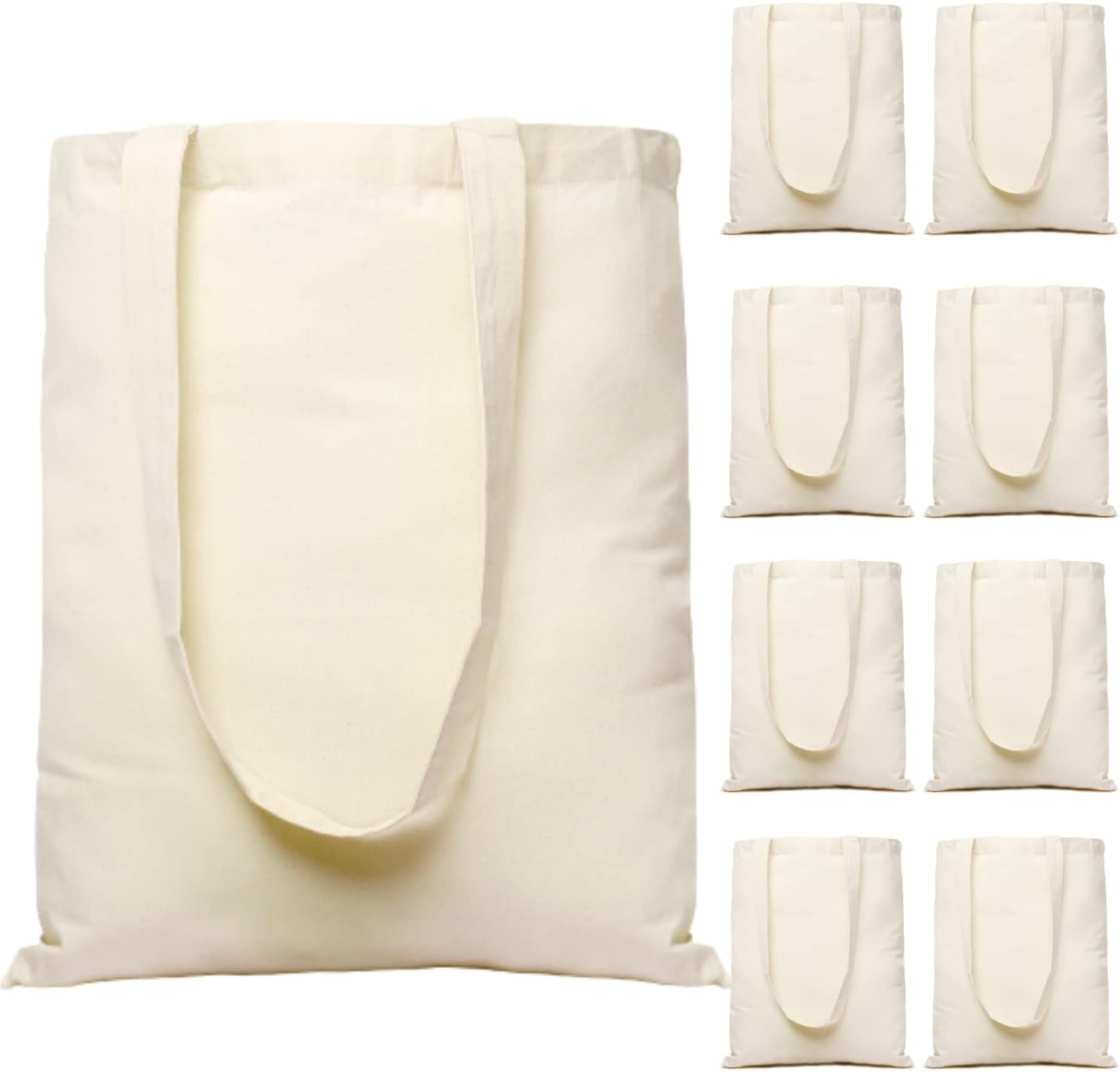 15 Pack Canvas Tote Bags Bulk Large Plain Cotton Totes for Grocery Shopping 15x16.5 inch Reusable Durable Economical Eco Friendly Walmart