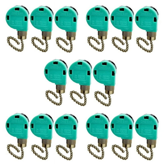 15 Pack Ceiling Fan Switch 3 Speed 4 Wire Ear ZE-268S6 Fan Pull Chain Switch Replacement Speed Control Switch,15 x Ceiling Fan Switch,Green&copper