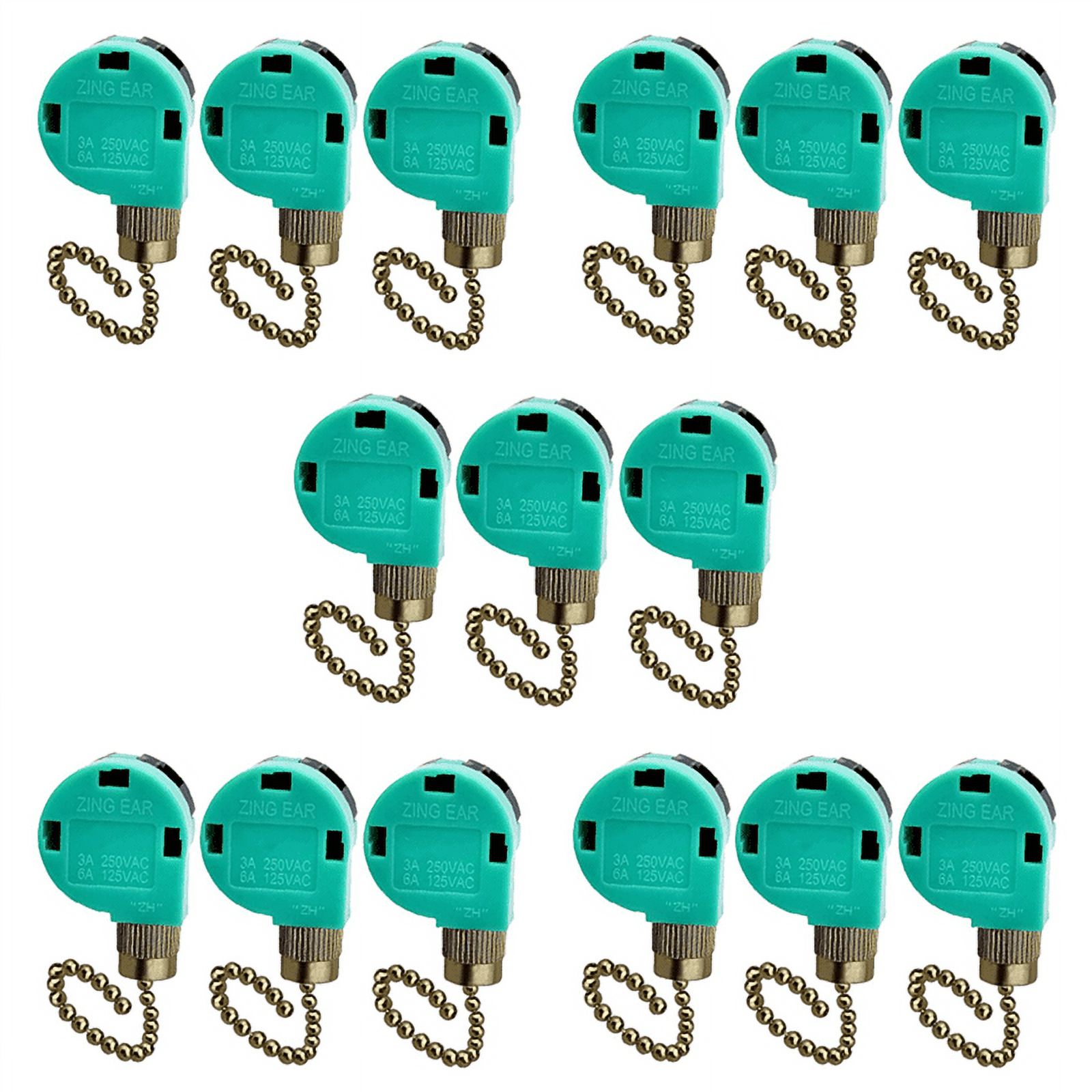 15 Pack Ceiling Fan Switch 3 Speed 4 Wire Ear ZE268S6 Fan Pull Chain
