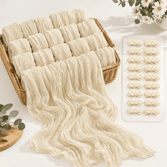 Rustic Modern Table Runner 15 Pack Cheesecloth Table Runner 17 X 108 Inch Cheese Cloth Runners 9ft ...