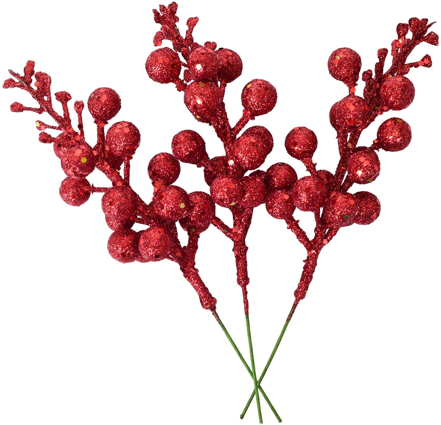 30 Pack Artificial Red Berry Stems 8.9Inch Christmas Red Berry