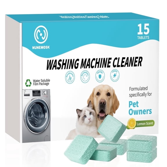15 Pack Washer Machine Cleaner Tablets Supply, for Pet Owners Washing Machine Cleaner,Compatible with HE,Easily pet hair remover for laundry,Top & Front Load Washer