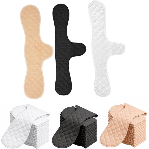 15 Pack Cotton Boob Bra Towel Breast Sweat Liners, Reusable Underboob Absorber Pads for Women White Beige Black