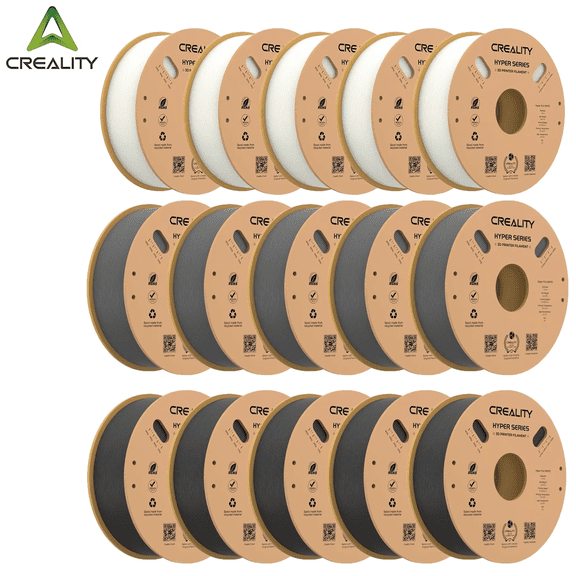 15 Pack Creality Hyper PLA Filament 3D Printer Filament 600mm/s Higher Toughness High-Speed ,1kg(2.2lbs) Each, Black+White+Gray