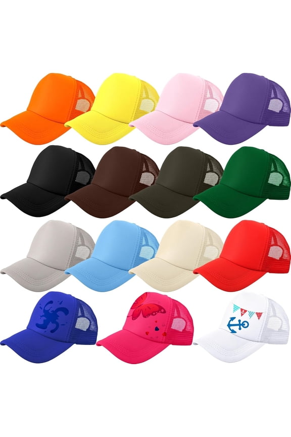 15 Pack DIY Trucker Hats Bulk Summer Mesh Baseball Cap Blank Sublimation Trucker Cap for Summer