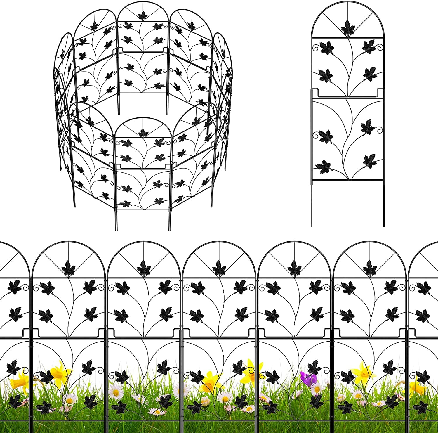 Black Metal Decorative Garden Border Fence Panels