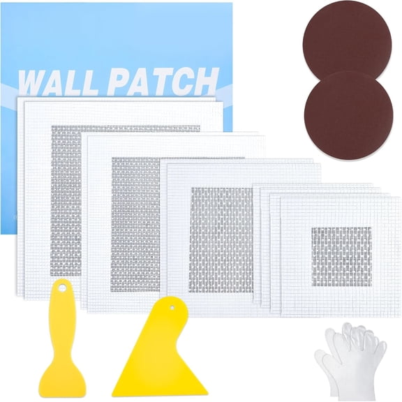 15 Pack Drywall Repair Kit - 2/4/6/8 Inch Drywall Repair Kit -in- Wall Patch Hole for Quick Easy Wall Repair Solution with Patches, Tools, Spatula