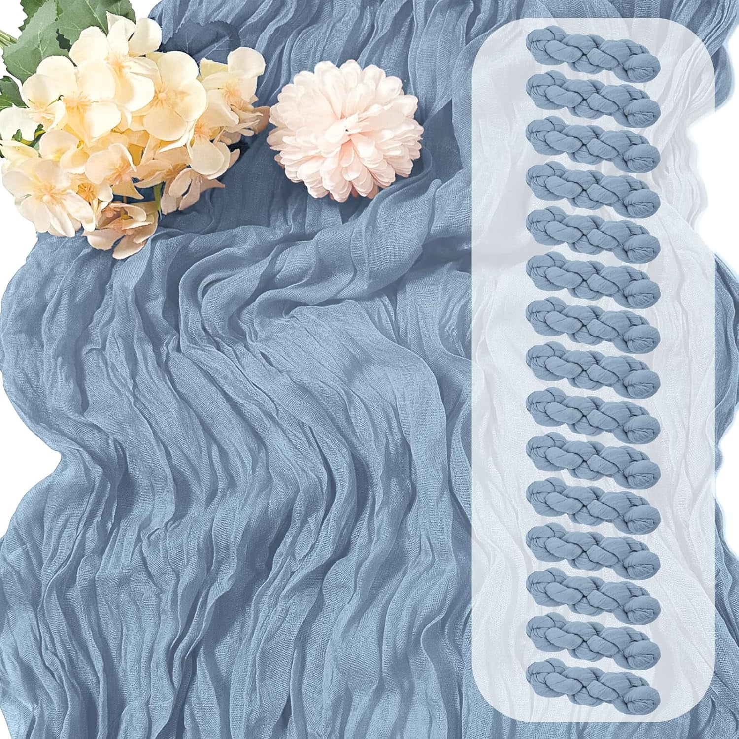 15 Pack Dusty Blue Cheesecloth Table Runner 17 x 108 inch Cheese Cloth ...