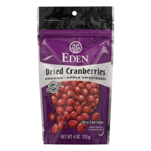 (15 Pack)Eden Foods Organic Dried Cranberries Apple Sweetened, 4 Oz, 15 Pack