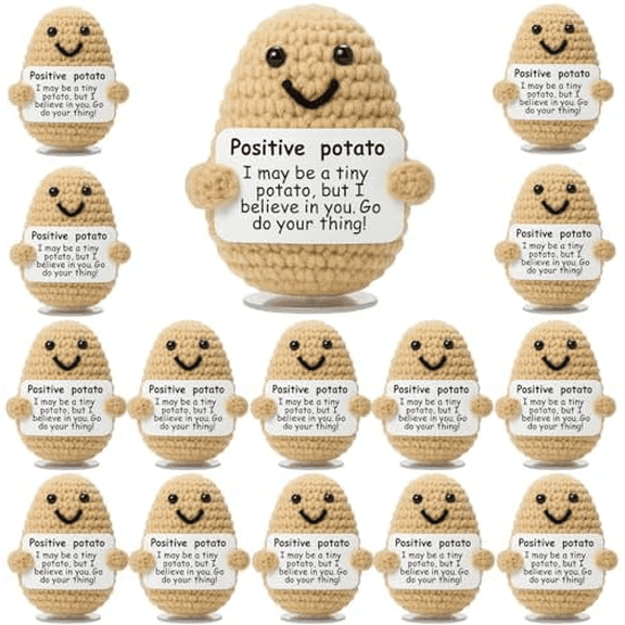 15 Pack Emotional Support Potato Plush  Cute Crochet Gift, Supportive Stuffed Potato Plushie, Inspirational Positive Desk Companion for Anxiety & Stress Relief$$Home Decor, Kitchen, & Other