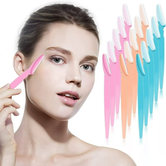 15 Pack Eyebrow Razor Precision Dermaplaning Tool Face Razors and Face Shavers for Women Hair Face Razor Facial Razor Multipurpose Exfoliating Tool with Precision Cover 3 Colors